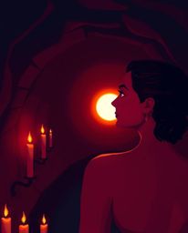 A captivating image depicting an elegant person with warm skin tones standing at the edge of a tunnel, gazing towards a brigh