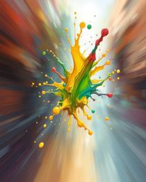 Explore a rough and dynamic digital sketch capturing a colorful paint splash frozen in mid-air by a high-speed camera. This s