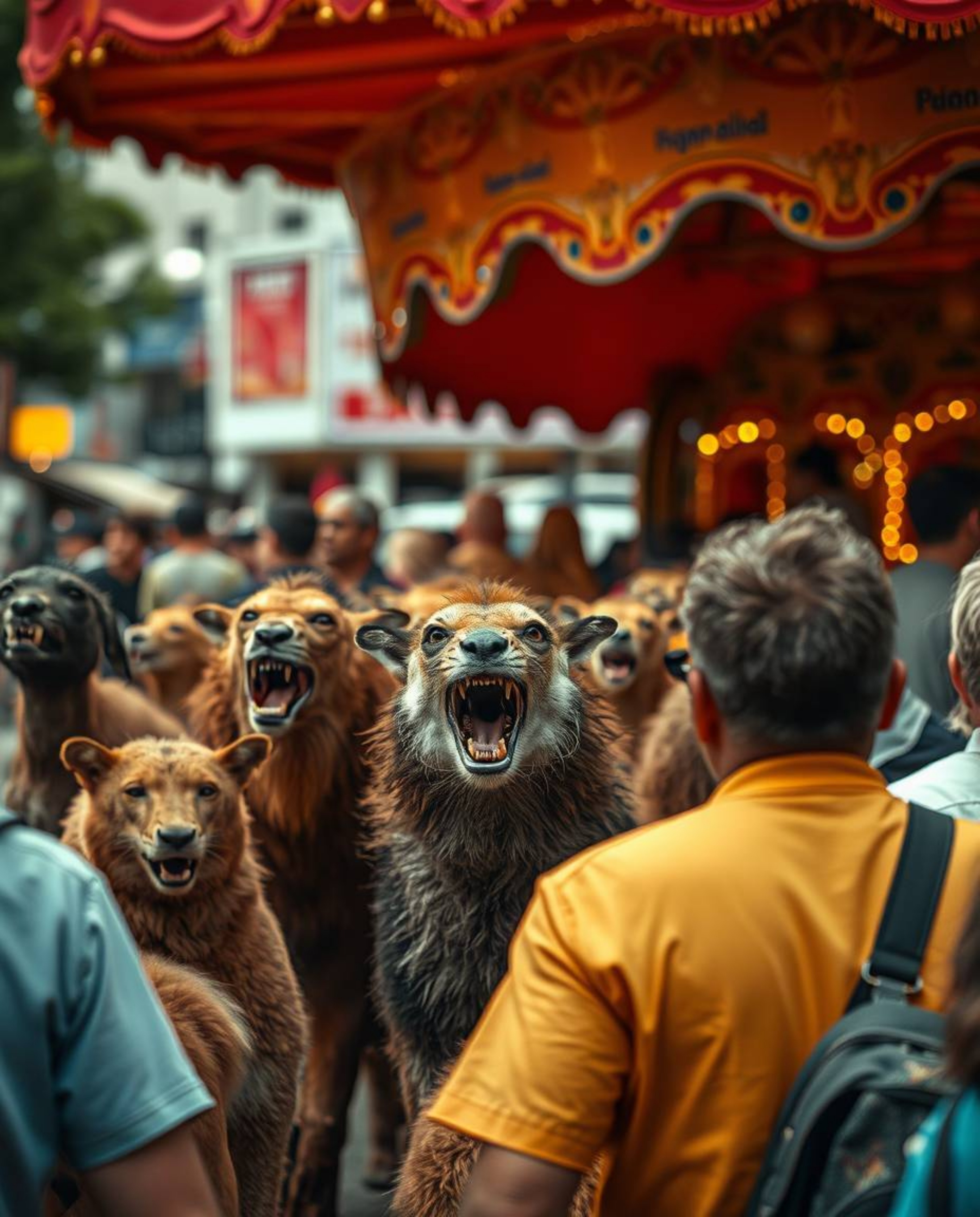 Explore the unexpected intersection of candid street photography and the untamed. This series captures spontaneous moments at