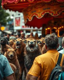 Explore the unexpected intersection of candid street photography and the untamed. This series captures spontaneous moments at
