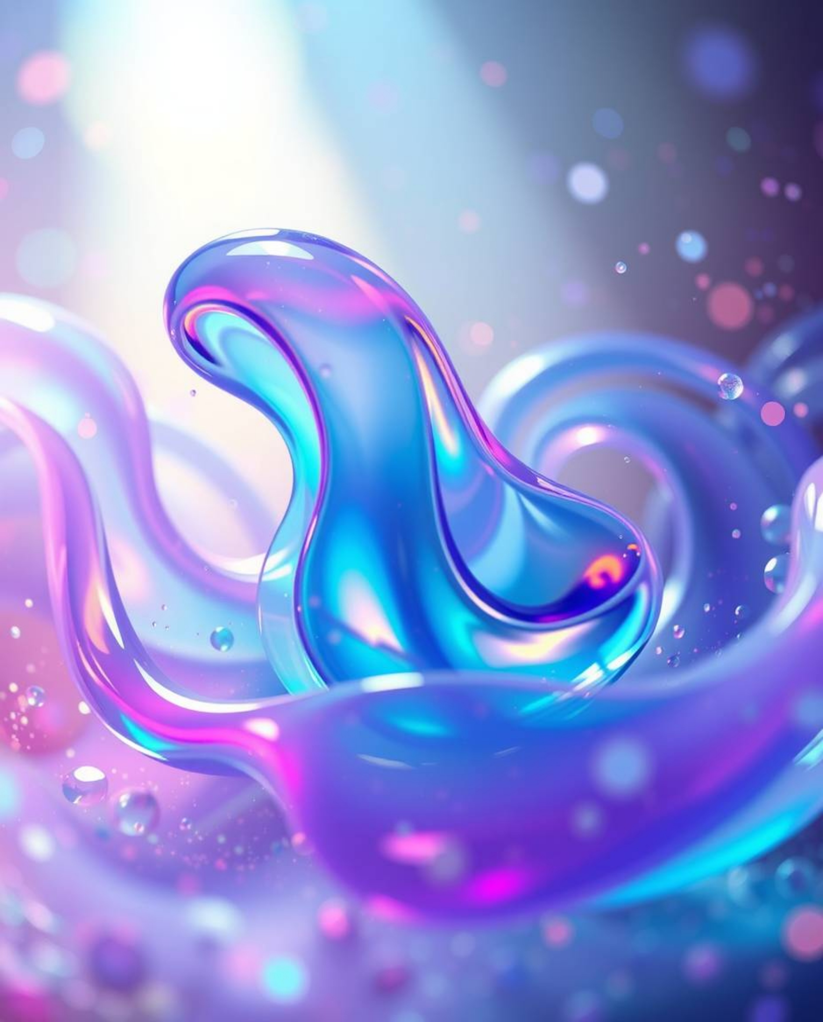 Immerse yourself in a mystic and enchanting environment created by bright, vibrant colors. Glassy fluid 3D shapes dance in mo