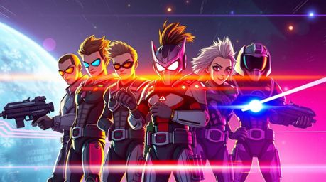 A group of misfit heroes come together to form a dynamic team in a futuristic sci-fi setting. Expect bright lens flares, adva