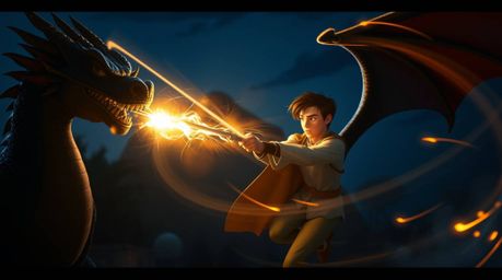 A captivating cinematic long exposure photograph depicts a charming prince, rendered in a classic 1950s animation style, enga