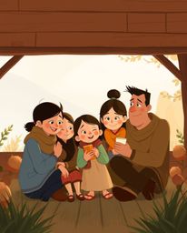 Experience a heartwarming family reunion brought to life in the signature style of Pixar. This illustration utilizes natural 