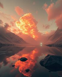 Step into a surreal, futuristic sci-fi scene that captures the otherworldly appearance of infrared-toned reflections from fie