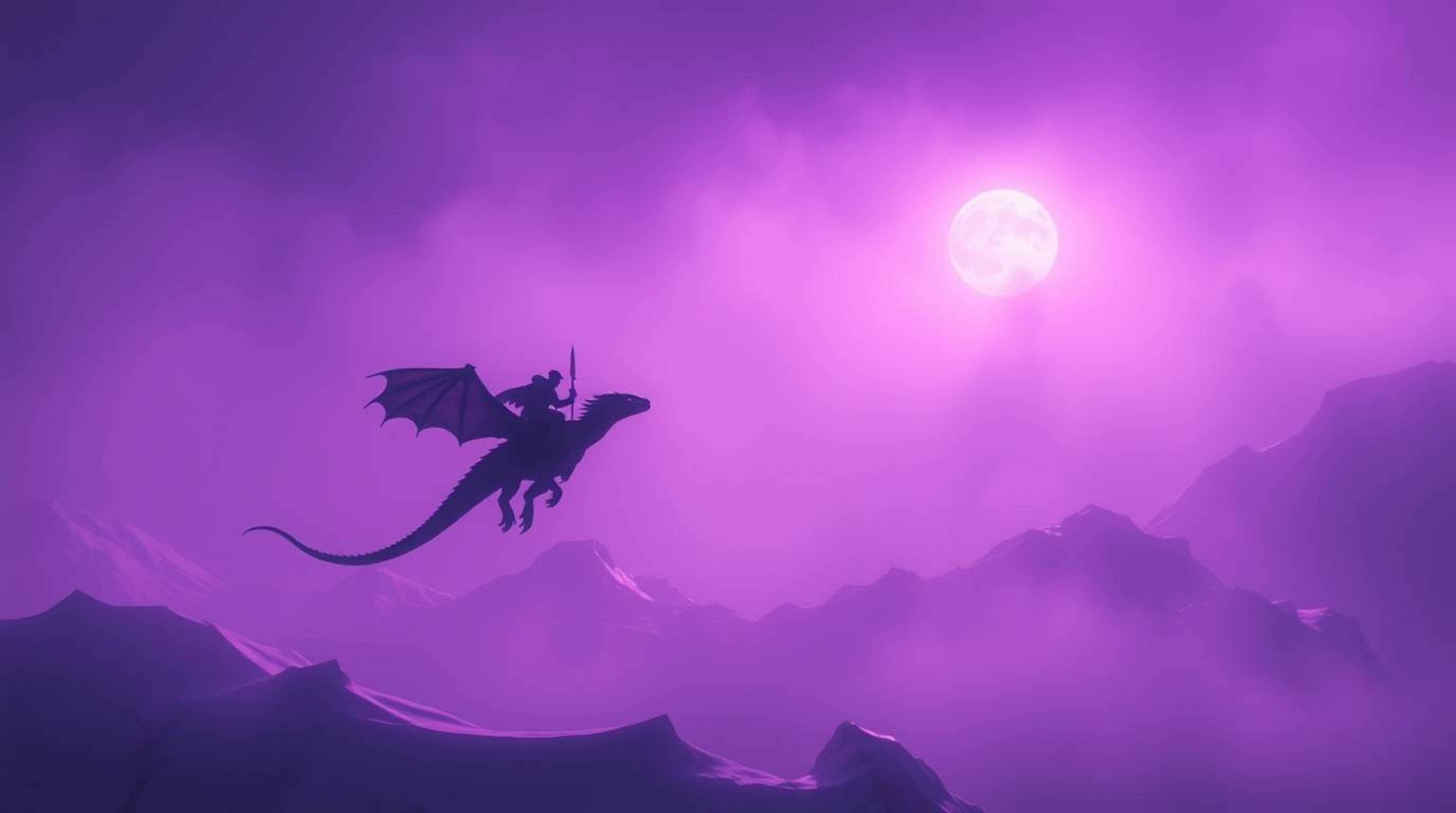 A breathtaking fantasy artwork depicts a dragon and its rider soaring above majestic icy mountains.  The scene is bathed in a