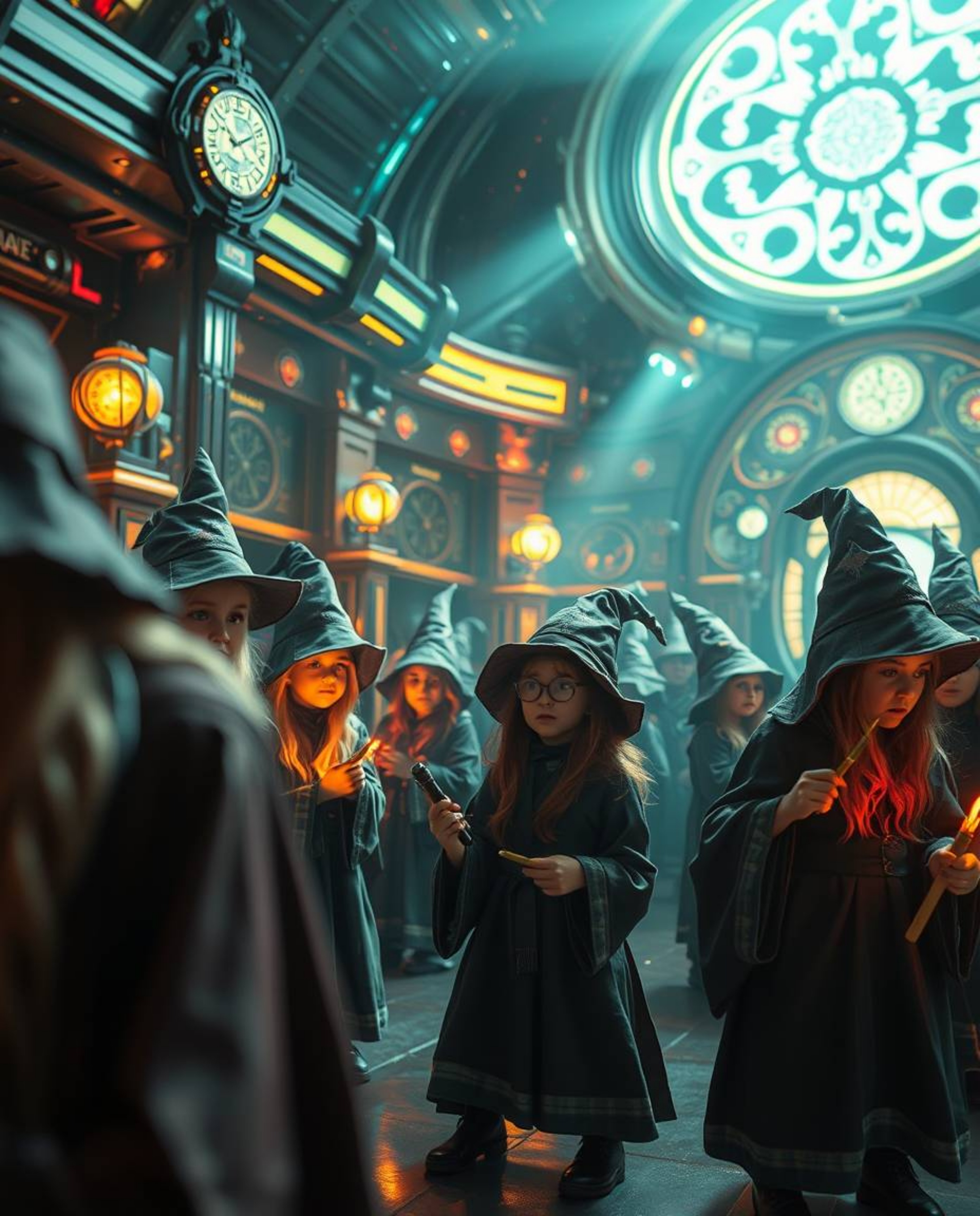 Explore a mesmerizing fusion of futuristic sci-fi and magical fantasy in this creative light art macro close-up.  A whimsical