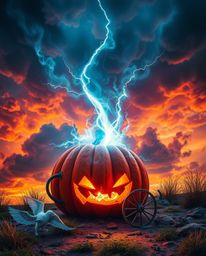 Witness a magical pumpkin transforming into a dazzling carriage under a vibrant, stormy sky! This high-energy animation showc