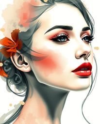 This captivating digital artwork blends the elegance of watercolor portraiture with the raw energy of glitch art. Featuring r