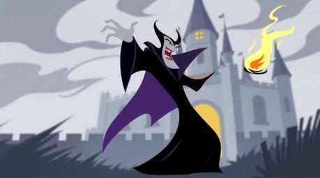 A captivating animation depicting a classic Disney villain casting a spell within an ancient castle. The artwork utilizes a