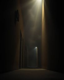 A captivating low-angle composition featuring smooth gradient transitions and striking volumetric lighting. The scene depicts