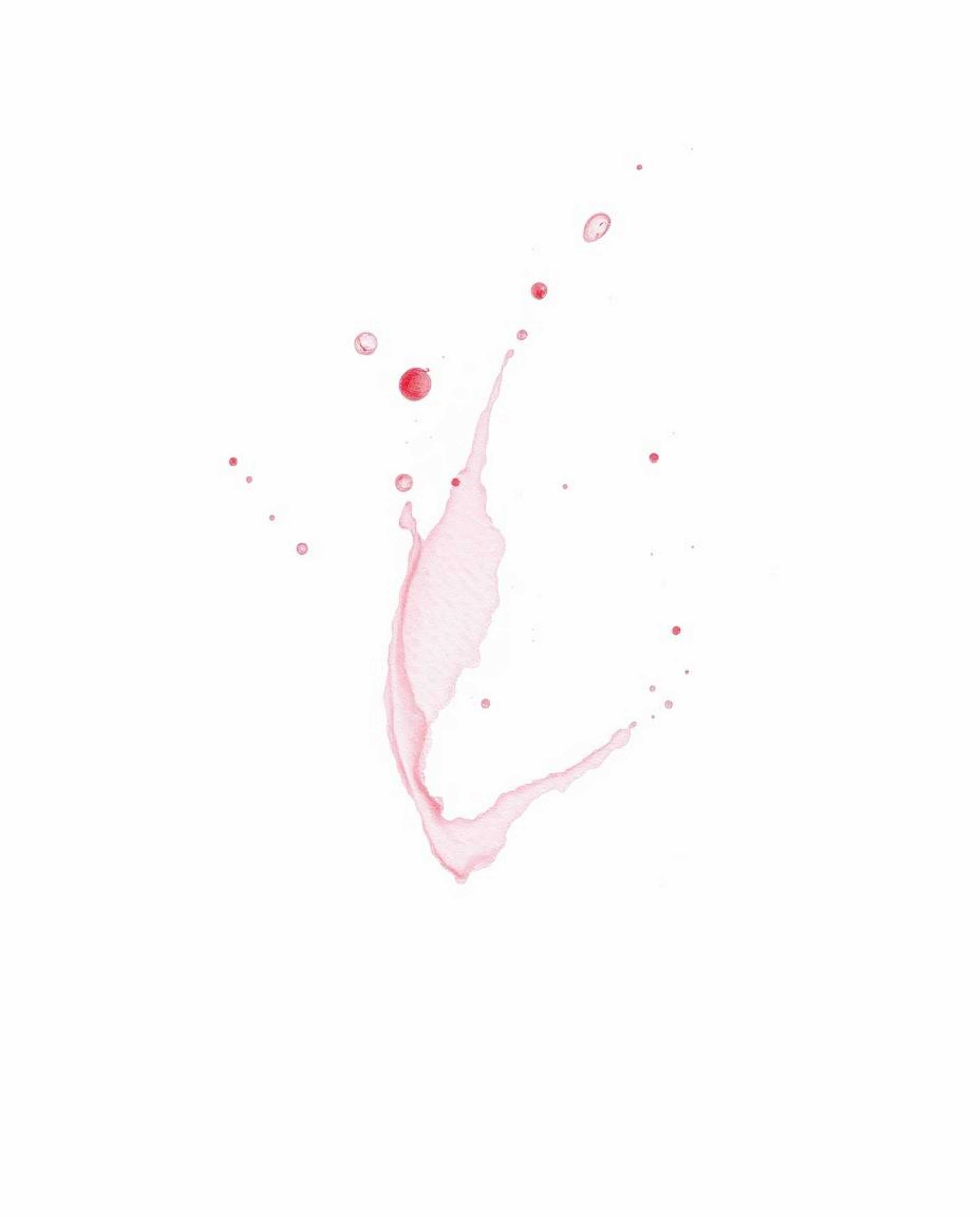 A captivating macro photograph showcases a hand-drawn sketch of soft pastel ink splashing in water against a pristine white b