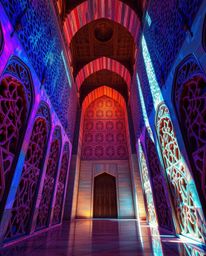 A mesmerizing digital painting capturing the beauty of historically accurate Islamic geometric patterns carved in stone, over