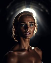 A captivating image portrays a graceful figure standing at the edge of a tunnel, their gaze directed towards a bright light s