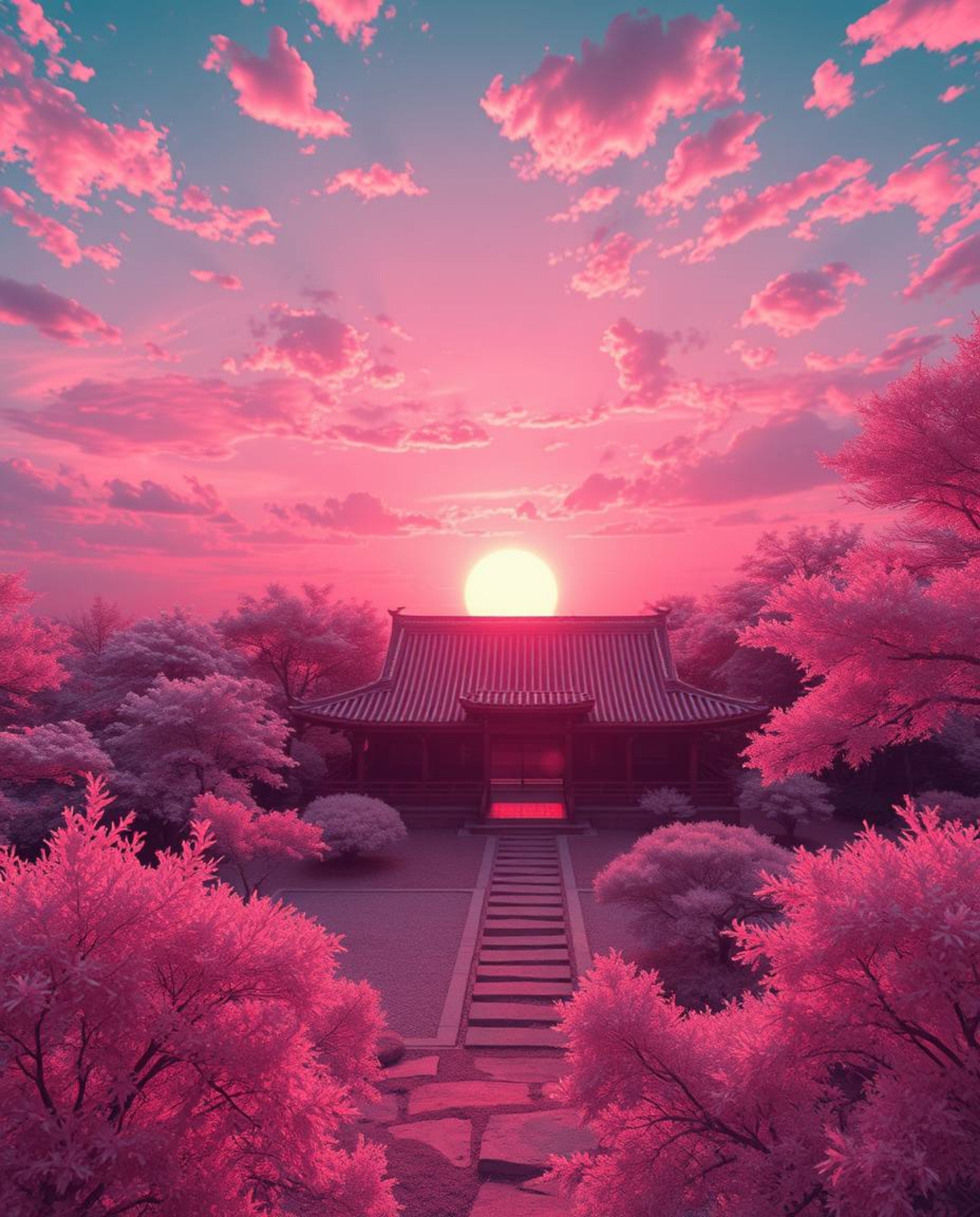 Enter a breathtaking world where a serene Zen garden at sunset is reimagined in a captivating Isekai anime style. This expres