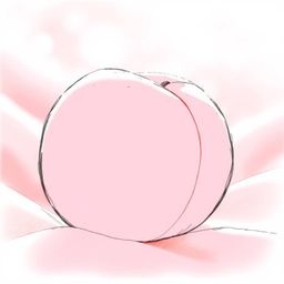 A close-up, hand-drawn sketch featuring a peach against a pastel pink silk backdrop. The image is silhouetted with soft backl