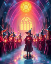 Step into a magical school where young wizards learn and grow, emanating an ethereal spiritual vibe that captivates the sense