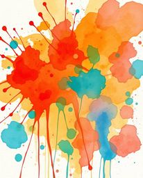 A captivating watercolor painting showcasing colorful splashes that beautifully blend warm terracotta and cool teal hues. The