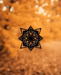 This striking black and white photograph evokes a warm autumnal feeling with its blurred bokeh effect and a captivating geome