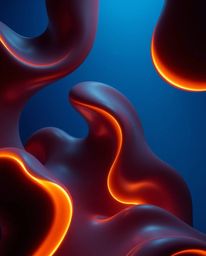 Explore a collection of captivating visuals featuring futuristic 3D fluid shapes with glowing edges set against a deep blue b