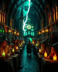 Discover a breathtaking bronze sculpture depicting a magical school filled with young wizards.  The unique split design showc