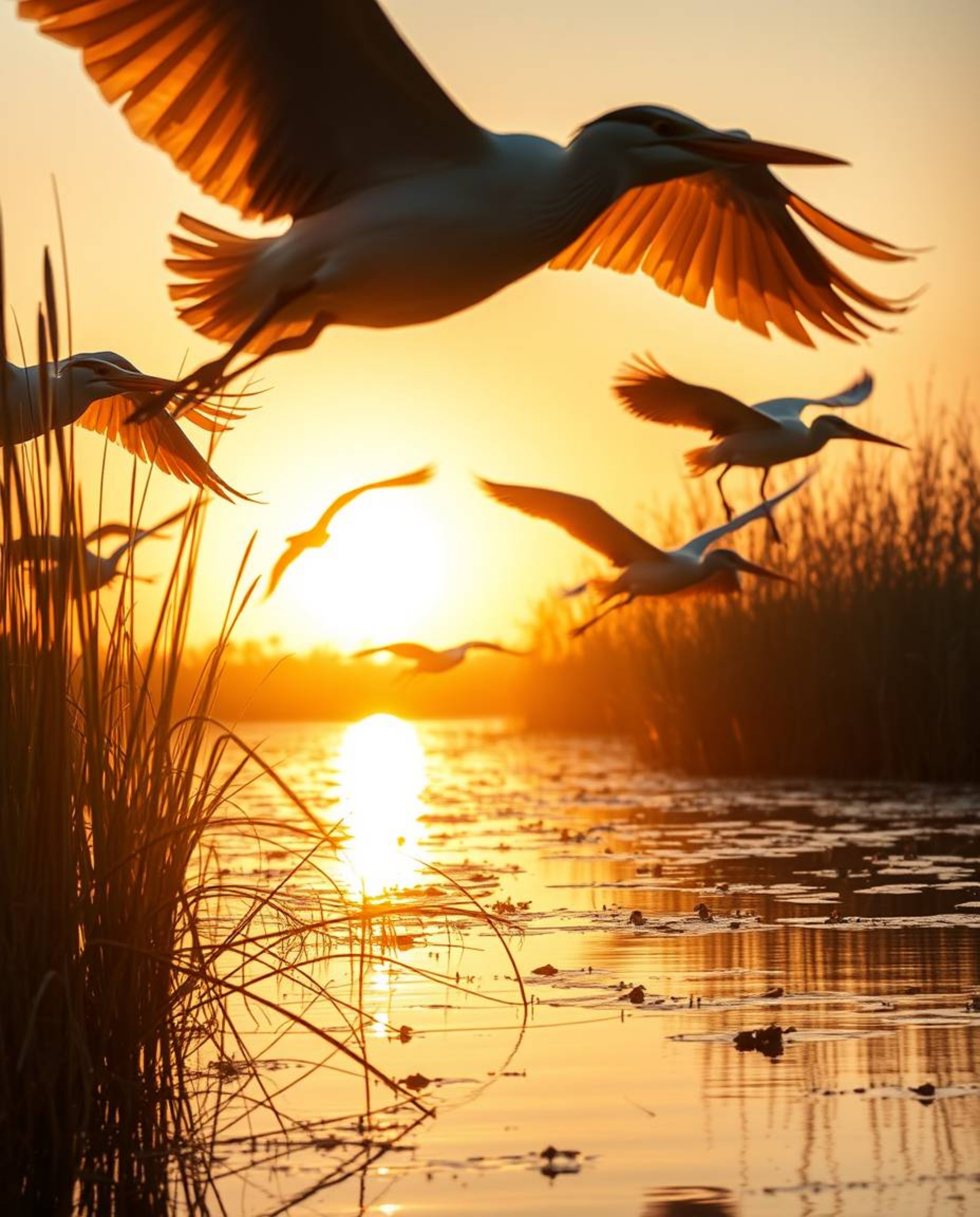 An extreme macro close-up photograph capturing a minute detail from a golden hour wetlands scene, with the soft focus of hero