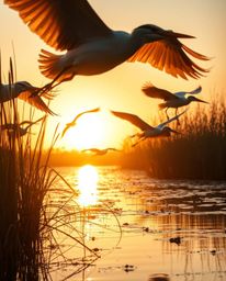 An extreme macro close-up photograph capturing a minute detail from a golden hour wetlands scene, with the soft focus of hero