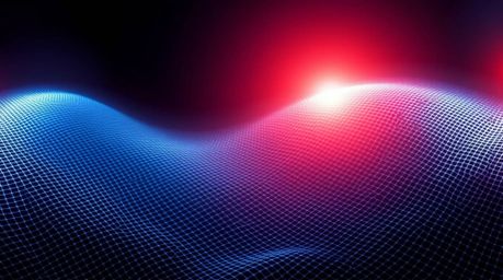 This abstract poster design showcases a vibrant gradient mesh pattern with intense, dramatic lighting.  The adorable and char
