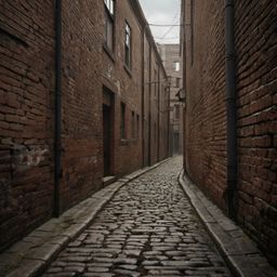 A captivating pencil drawing depicts a deserted alleyway, rendered with meticulous detail. The artwork showcases the intricat