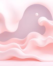 Experience a soft, dreamy atmosphere captured in a modern flat design 3D illustration. Fluid shapes gracefully morph into eac