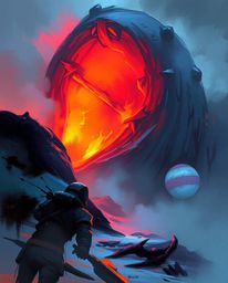 A captivating digital sketch and watercolor painting blend, showcasing a dynamic fantasy scene.  Intense lighting, rich textu