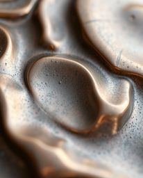 Explore an extreme macro close-up view of a cast bronze surface showcasing intricate 3D shapes covered in a smooth gradient t