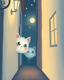 A charming and cute illustration rendered in soft pastel colors depicts eyes with adorable features, watching from the shadow