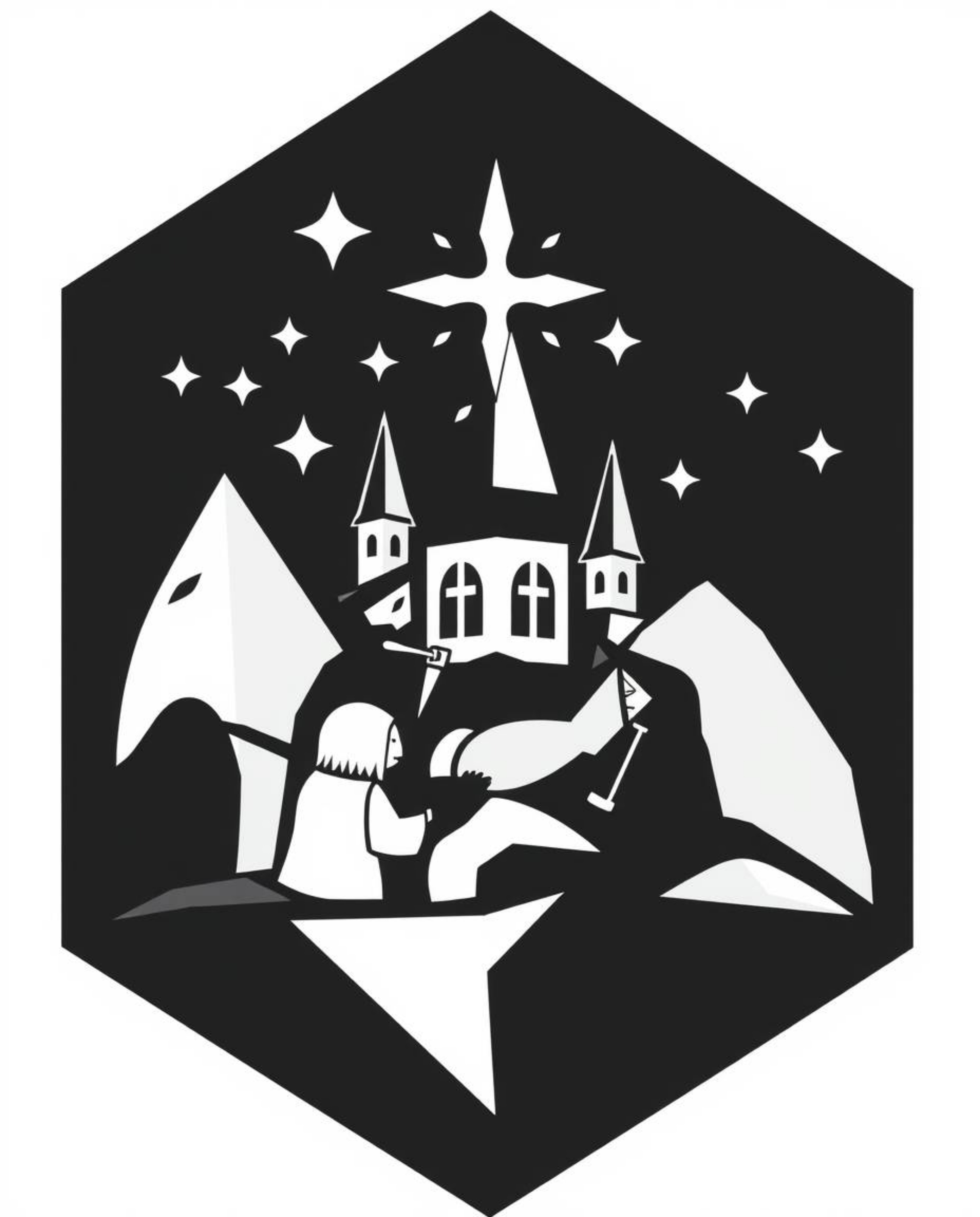 A striking geometric logo design perfect for a magical school filled with young wizards. The design emphasizes clean lines, b