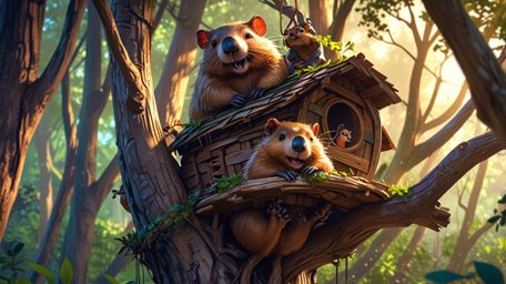 In a touching scene created with the emotional depth of Pixar and the artistic flair of anime, a benevolent beaver has constr