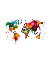 Explore the world in a new way with this symbolic traditional tattoo art print.  Featuring a vibrant and colorful world map f