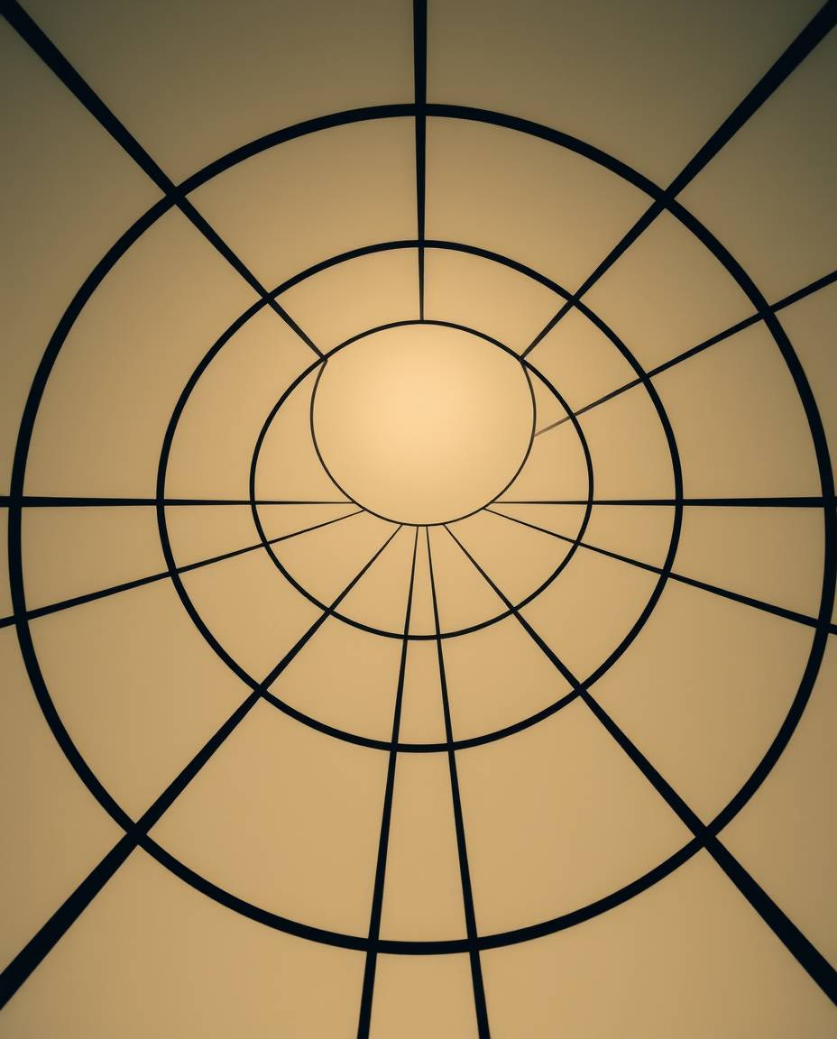 Discover a surreal, minimalist artwork featuring a Bauhaus-inspired geometric pattern of circles and lines.  The dramatic upw