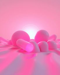 Discover stunning surreal artwork featuring 3D shapes rendered in infrared tones.  Each piece boasts smooth gradient textures