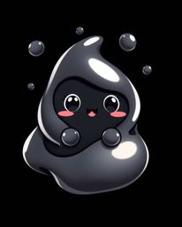 This series showcases cute 3D illustrations of fluid shapes in a striking jet black color palette, featuring charming feature