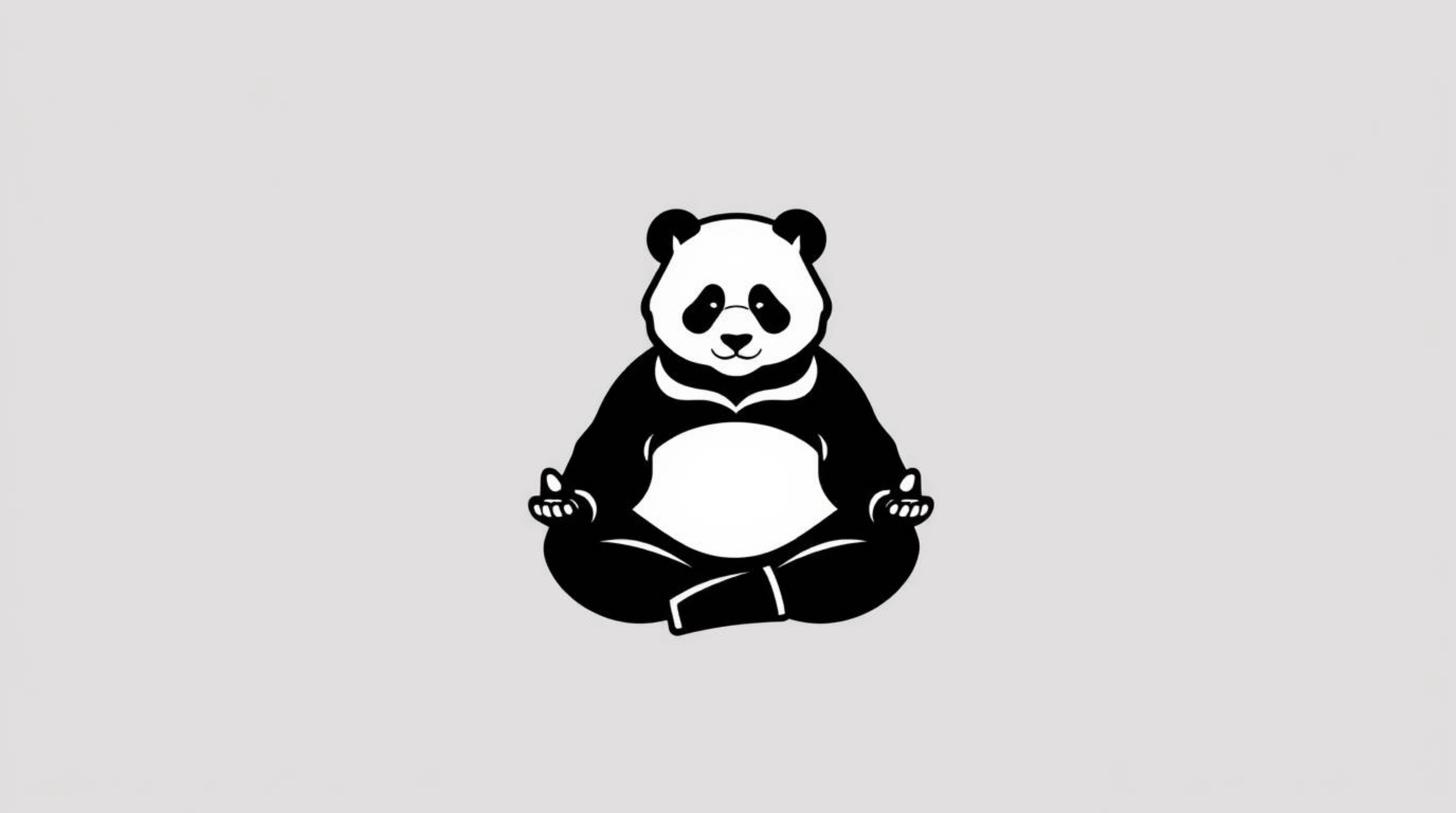 This geometric logo features a martial artist panda calmly meditating in a serene bamboo forest. The design emphasizes balanc