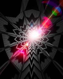 Experience a captivating black and white image featuring a striking geometric pattern in an optical illusion style, reminisce