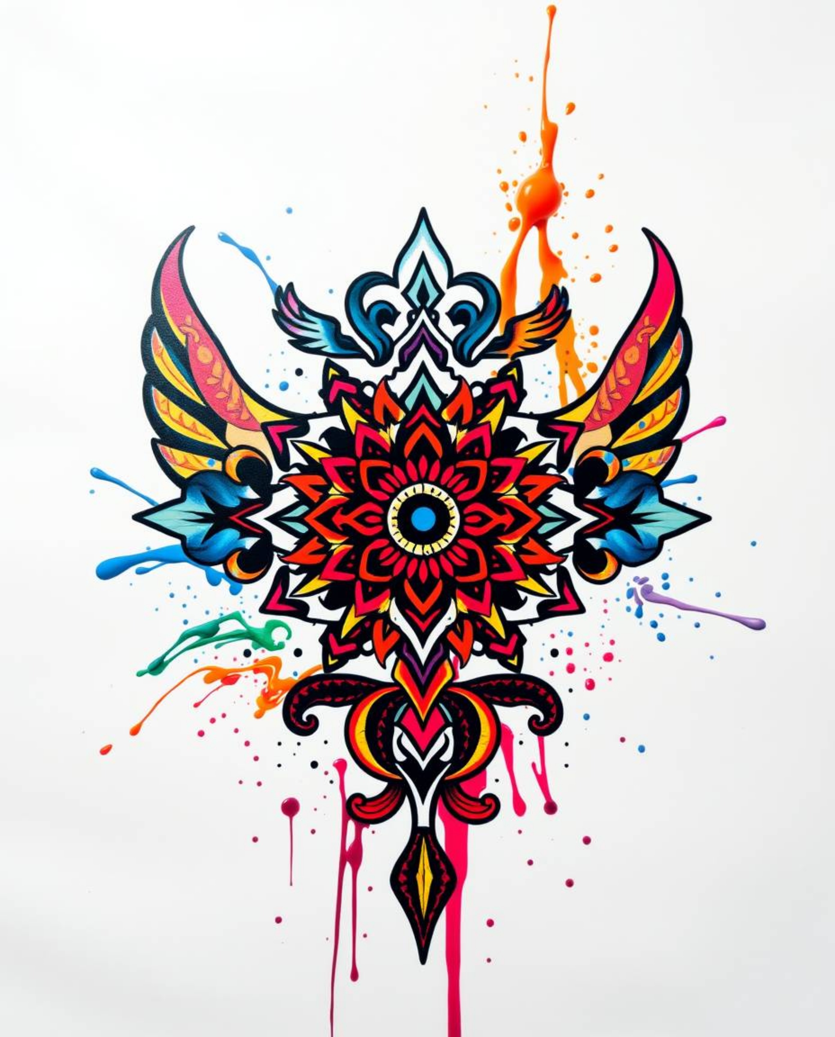 Explore vibrant symbolic traditional tattoo art prints featuring intricate ornamental designs. Captured using high-speed phot