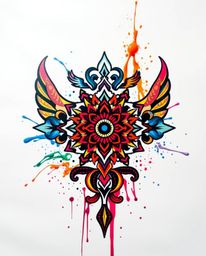 Explore vibrant symbolic traditional tattoo art prints featuring intricate ornamental designs. Captured using high-speed phot