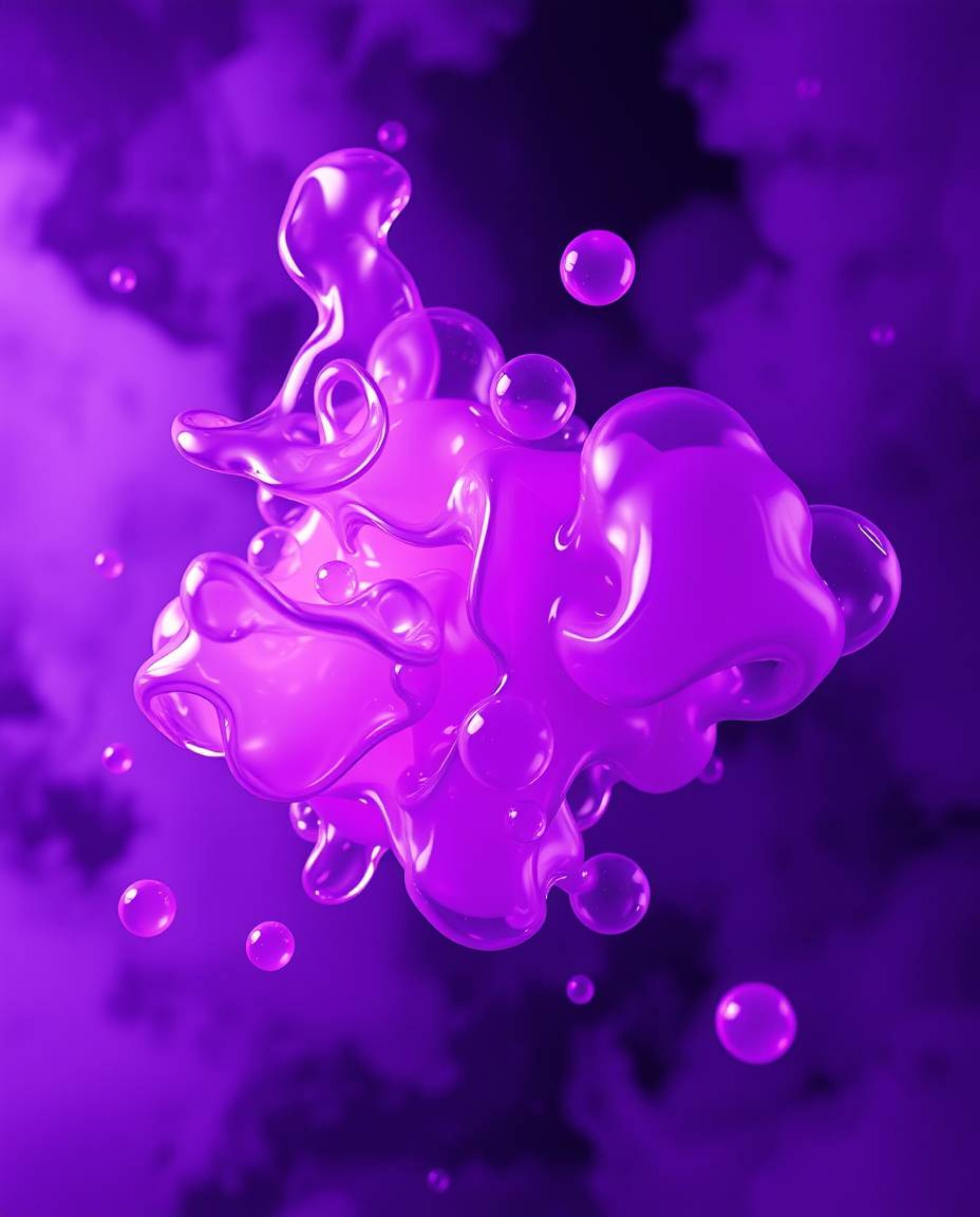 Explore mesmerizing 3D renders featuring fluid organic blobs of translucent materials floating ethereally in space. Dynamic m