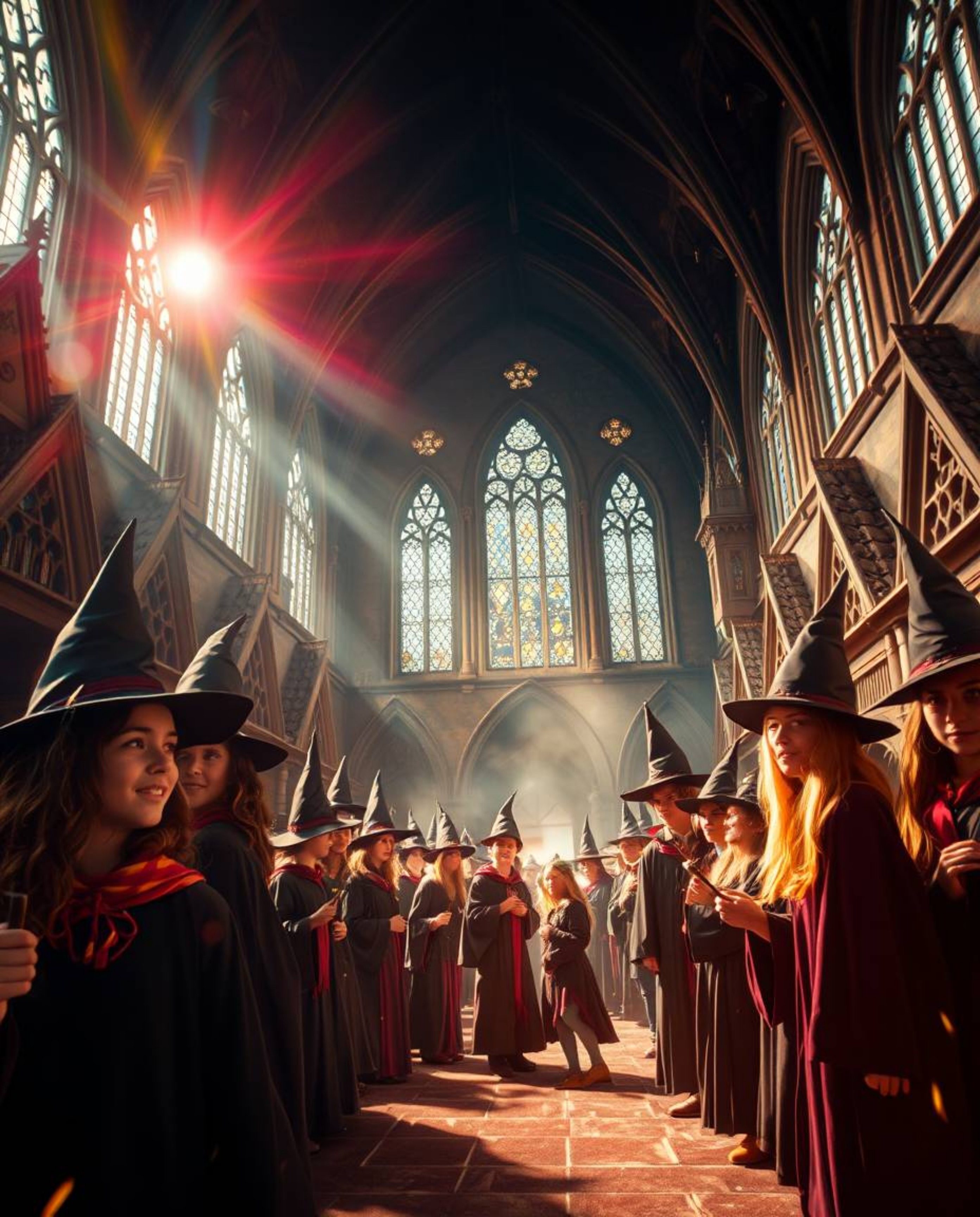 Immerse yourself in a world of young wizards at a magical school, brought to life with dramatic cinematic flair. Bright lens
