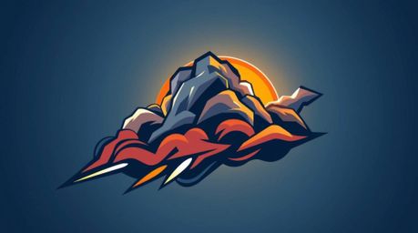 This dynamic motion logo design features geometric thunderstorm clouds illuminated by a vibrant sunset, created as a vector i