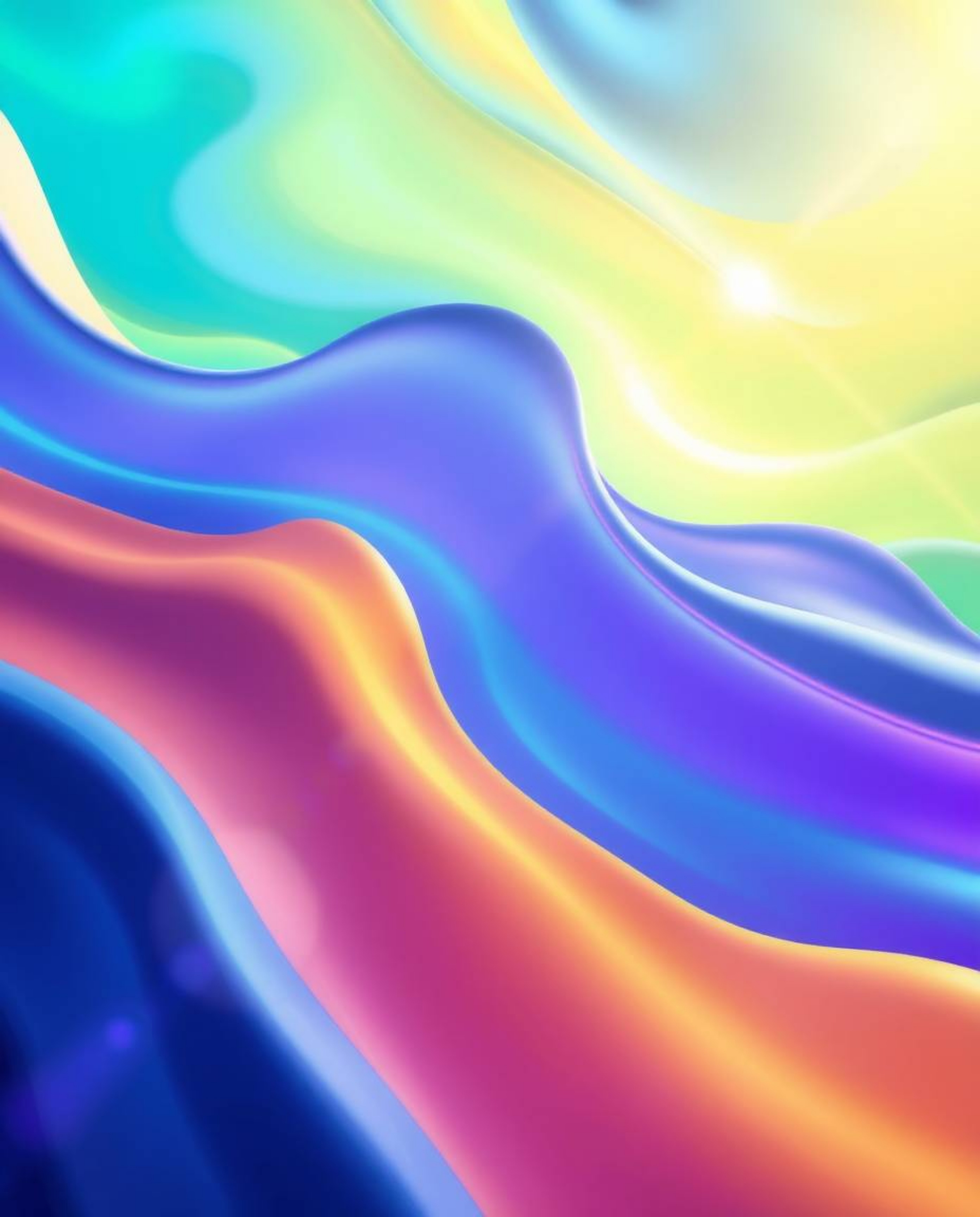 Immerse yourself in a mesmerizing 3D illustration showcasing fluid shapes morphing endlessly. Featuring cool, bright lens fla