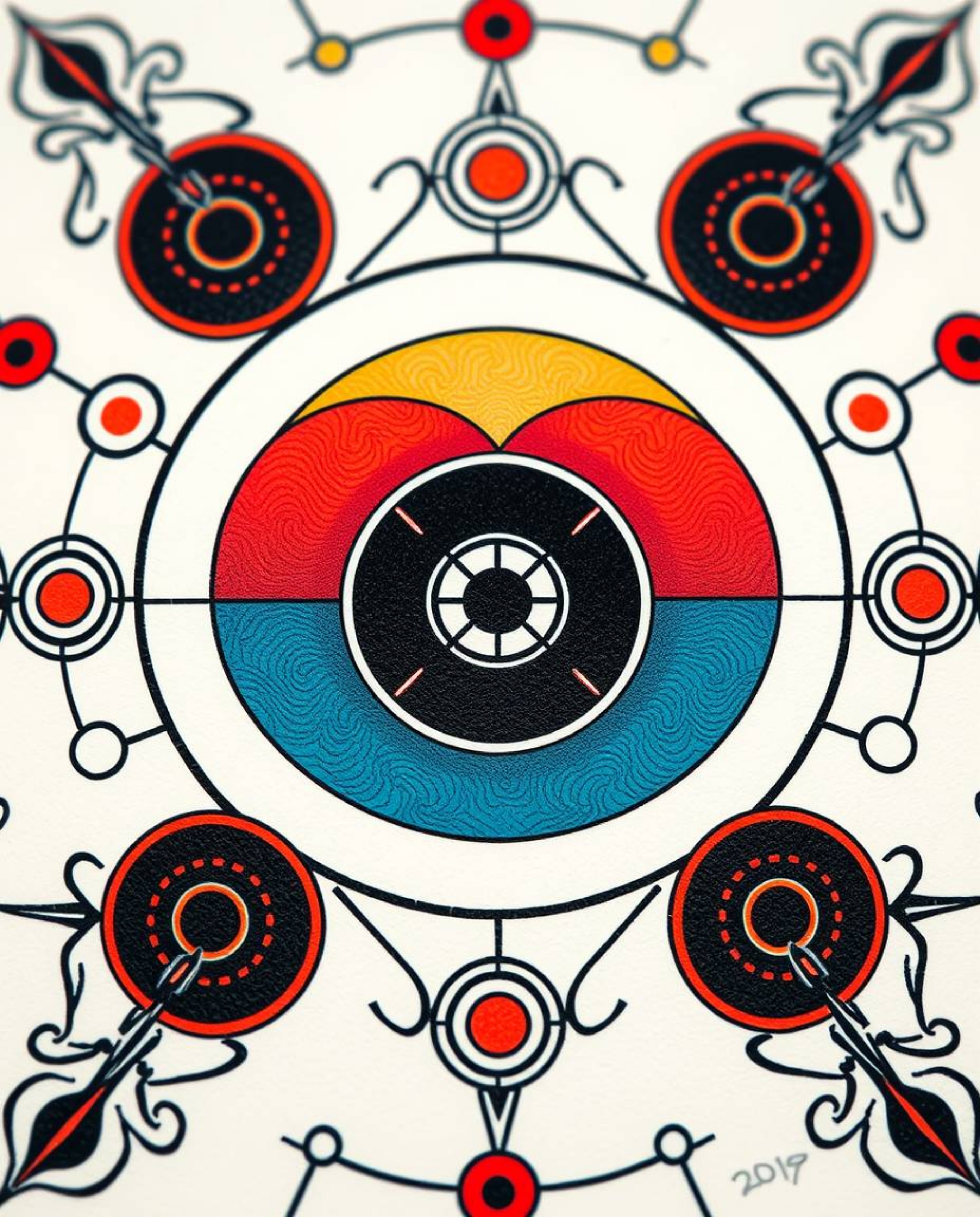 Explore a captivating world of symbolic traditional tattoo art with this print showcasing an extreme macro close-up of a mini