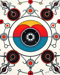 Explore a captivating world of symbolic traditional tattoo art with this print showcasing an extreme macro close-up of a mini
