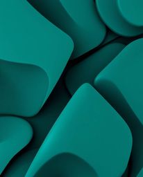 Explore a captivating blend of classic and futuristic aesthetics with these rich, deep teal 3D shapes. The smooth gradient te